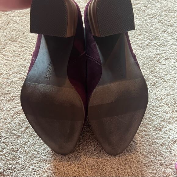 Lane Bryant Burgundy Suede Chelsea Boots Women's Size 9 Pointed Toe Stacked Heel - Picture 10 of 11